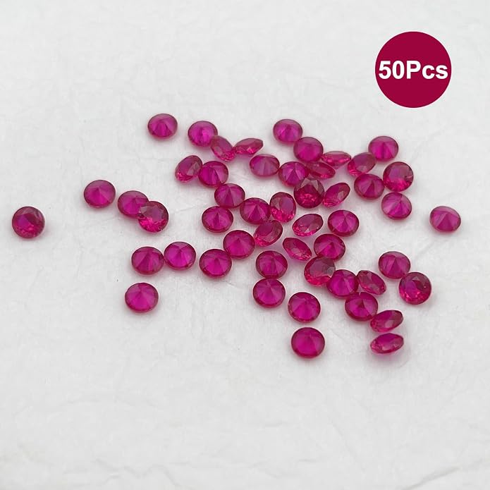 50Pcs Loose Synthetic Ruby Stone Bulk Wholesale Round Brilliant Cut Diamon - Image 4