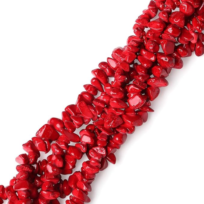 LAIDANLA Red Turquoise 400pcs Natural Chip Stone Beads 5-8mm Healing Crystal - Image 2