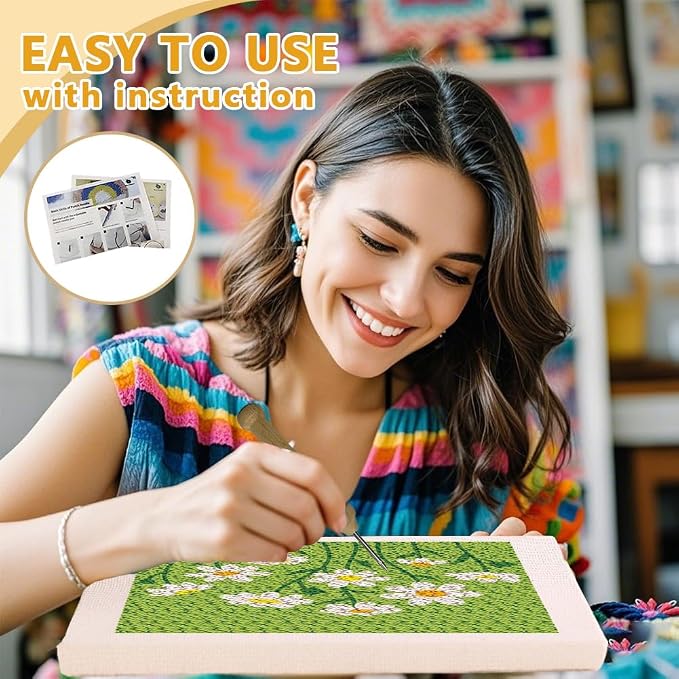 DOODLREAM Daisy Flower DIY Punch Needle Embroidery Kit - Image 3