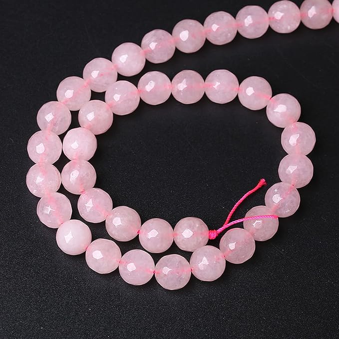 60pcs 6mm Natural Rose Pink Quartz Crystal Faceted Stone Beads for Jewelry Making Energy Healing Power Stone Beads DIY Bracelet Necklace Accessories 15" (6mm, Faceted Rose Quartz)
