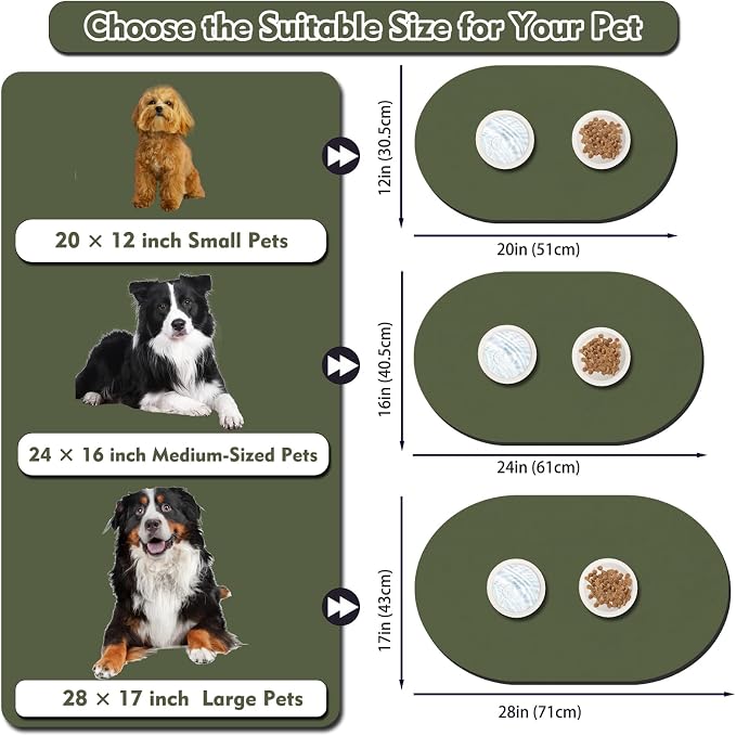 Pet Feeding Mat – 20''x12'' Absorbent Dog Food Mat, Pet Water Mats Protect Floor - Image 3
