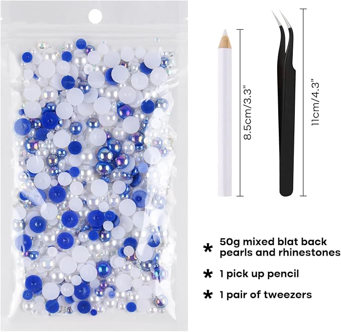 ASTARON 50g Mix Flatback Rhinestones Half Pearls - Image 2