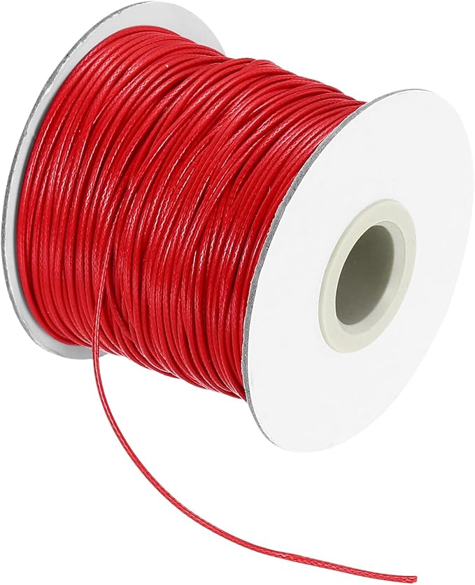 MECCANIXITY Waxed Cord 1mm Waxed Thread 87 Yard Wax String Leather Cord for Bracelet Making, Necklaces, Beading, Jewelry Making and DIY Crafts(Red)