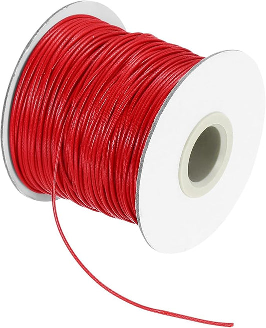 MECCANIXITY Waxed Cord 1mm Waxed Thread 87 Yard Wax String Leather Cord for Bracelet Making, Necklaces, Beading, Jewelry Making and DIY Crafts(Red)
