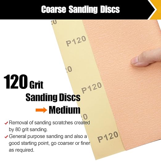 120 Grit Sandpaper Set - Assortment for Wood & Metal - 9" x 11" Sheets, 12 Sheets