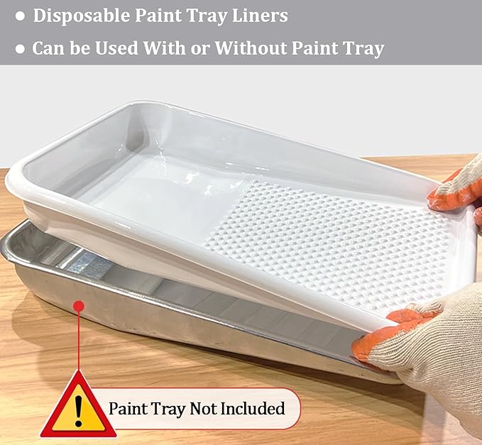 Great Andrew Paint Tray Liners 9 Inch, 13 Pack Disposable Paint Roller Tray Liners, Paint Pan Textured Liners for House Painting Projects, Home or Commercial Use