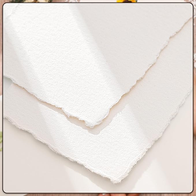 100 Sheets Deckled Edge Paper 6x8 inches, 160 GSM Handmade Paper, - Image 3