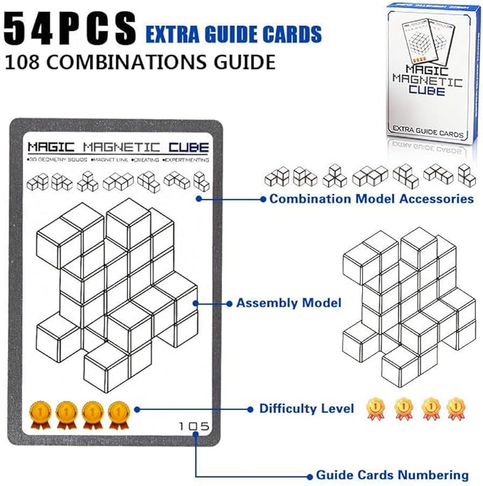2-Pack Wtohobby Magnetic Soma Cube Block- Children's Educational Toys Magnetic Tiles for Kids Stress Relief Toy Puzzle Cubes to Develops Intelligence, Ideal for Birthday Gifts (Crystal, 2 Pack)