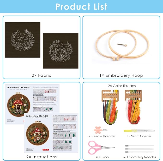 ERKOON Embroidery Kit for Beginners, 2 Set Flower Cross Stitch Set Include - Image 3