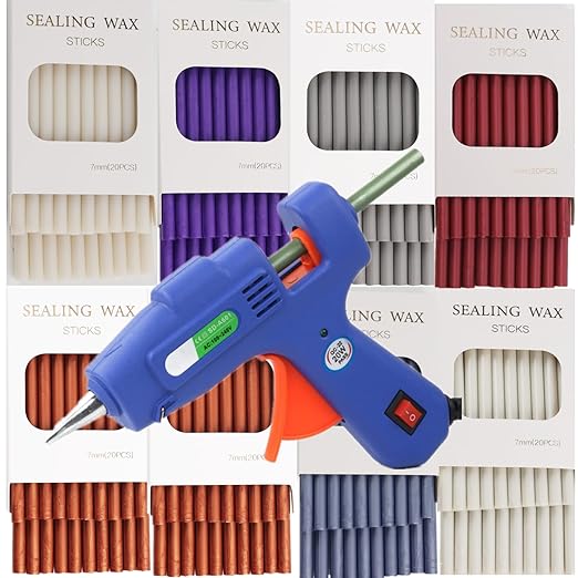 20pcs Pearl White Wax Sealing Sticks with Glue Gun, Easy No-Flame Envelope Sealer, Ideal for Wedding Invitations, Gift Wrapping, DIY Projects