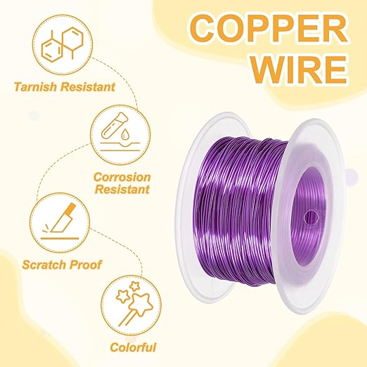 uxcell 20 Gauge / 0.8mm Anodized Aluminum Wire for Jewelry Craft Making, 102 Feet Bendable Flexible Wire for DIY Home Decor Gardening Sculpture, Purple