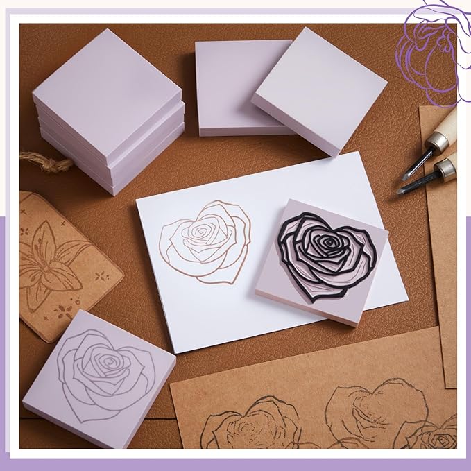 Frienda 24 Pcs 2" x 2" Rubber Carving Blocks Linoleum Blocks for Printmaking, Stamp Making, DIY Crafting, Scrapbook, Painting, Soft and Easy to Carve (Light Purple)
