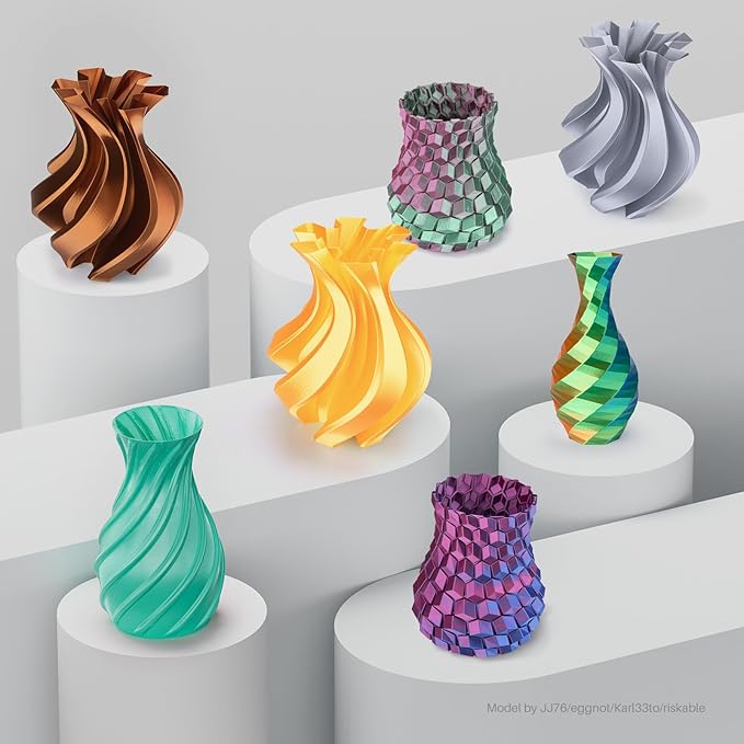 ELEGOO Silk PLA Filament Bundle 1.75mm, Dual and Triple Colors Shiny 3D Printer Filaments Dimensional Accuracy +/- 0.05mm, 4 Pack 250g Spool Multicolors
