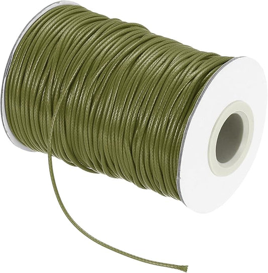 MECCANIXITY Waxed Cord 1.5mm Waxed Thread 87 Yard Wax String Leather Cord for Bracelet Making, Necklaces, Beading, Jewelry Making and DIY Crafts(Army Green)