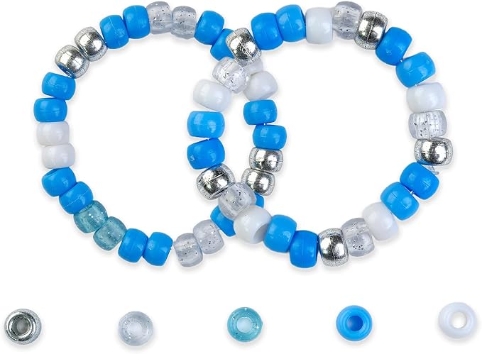 1000PCS 6x9mm Blue and White Pony Beads, Kandi Beads - Image 6