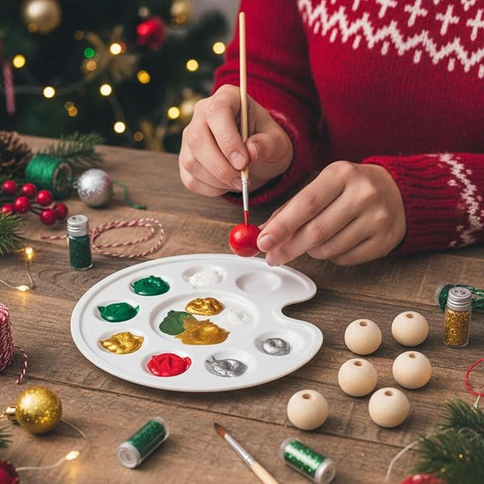 BigOtters 65-Pack 25mm Natural Unfinished Wood Beads, Round Spacer Beads - Image 6