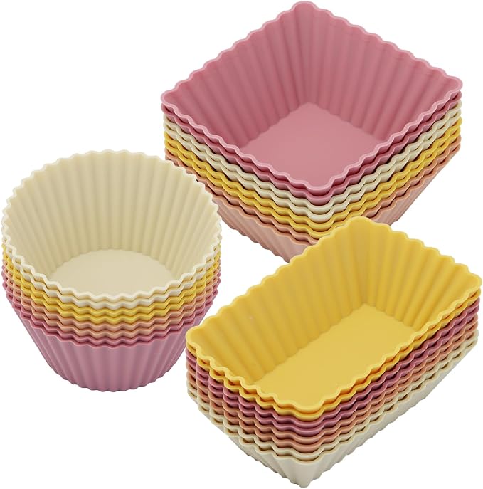 24Pack Silicone Muffin Cups, Reusable Cupcake Liners Molds by SAWNZC