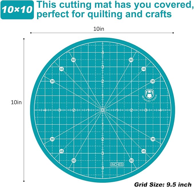 Headley Tools 10"x10" Round Rotating Cutting Mat, Self Healing Mat - Image 3