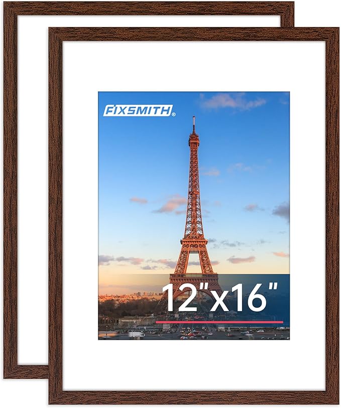 FIXSMITH 12x16 Picture Frame Brown Set of 2, Photo Frame by FIXSMITH