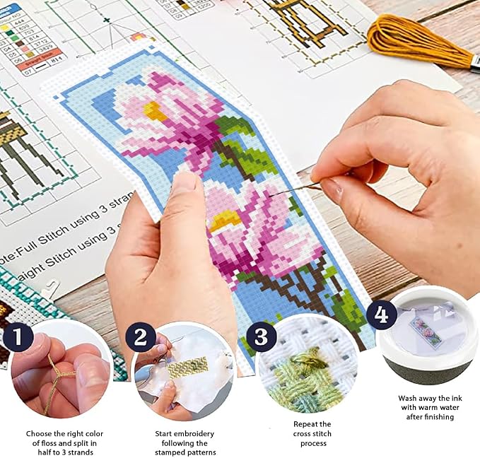 ORIGACH 6 Set Magnolia Cross Stitch Bookmark Kits - Image 4