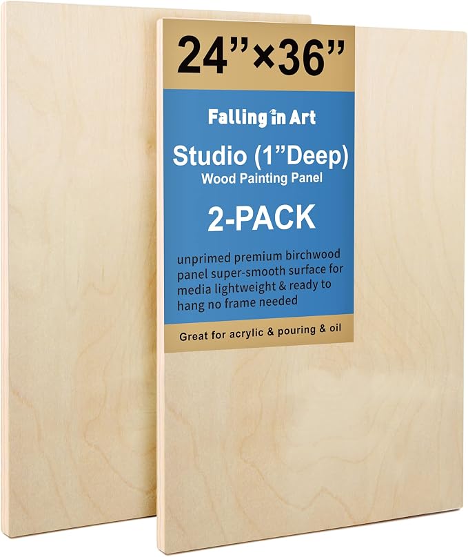 Falling in Art 2 Pack 24x36 Unfinished Birch Wood Panels Kit by FallinginArt