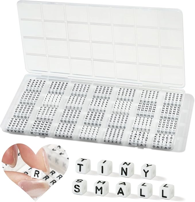 DoDoBeads 700 Pcs Small Letter Beads, 5×5mm Tiny Square Letter Beads by DoDoBeads