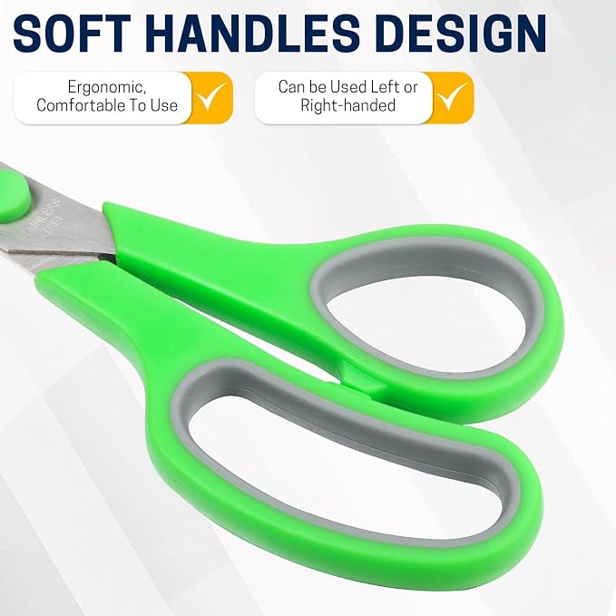 BURVAGY 8" 12 Pack All Purpose Heavy Duty Scissors- Comfort-Grip Sharp Scissors - Image 5