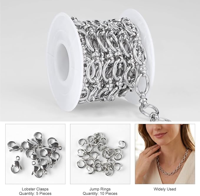 2 Meters Stainless Steel Jewelry Making Chains Oval Chain Bulk | Chunky Chains - Image 2