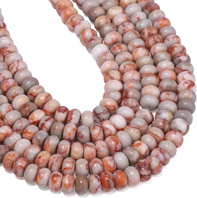 Songxi 5x8mm Natural Red Network Stone Rondelle Beads, Gemstone - Image 7