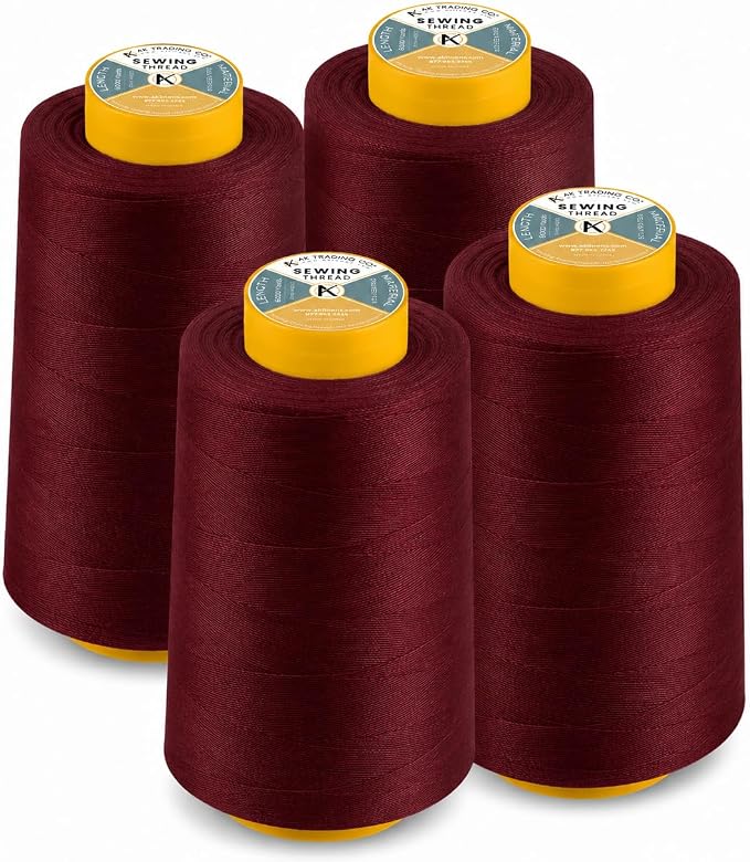 AK Trading 4-Pack Burgundy All Purpose Sewing Thread Cones of High Tensile by Fabrics%7CEventDecor%7CCrafts%7CUpholsteryFoam