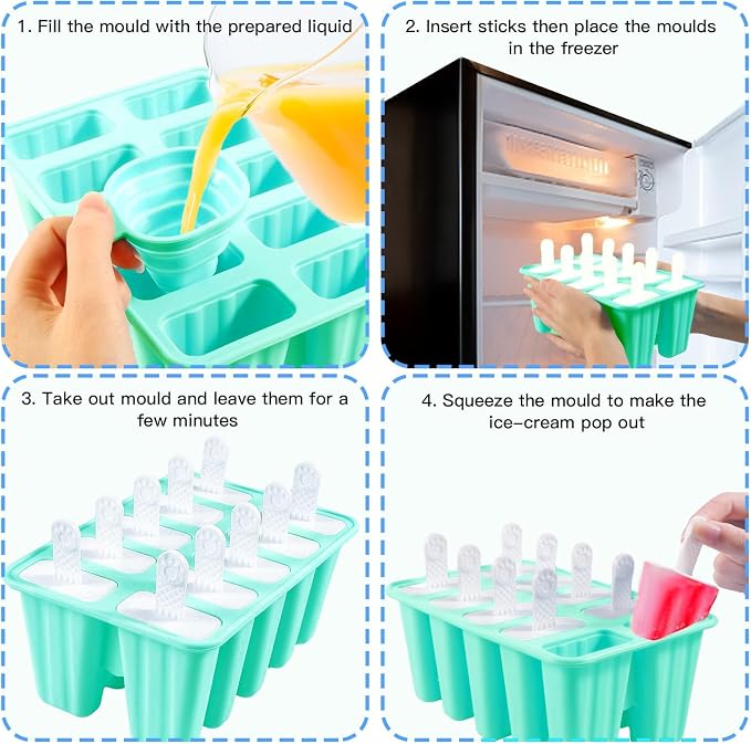Popsicles Molds, 10 Pieces Silicone Ice Pop Molds - Image 6