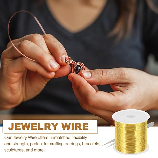PATIKIL 28 Guage/ 0.3 mm 328 Feet Jewelry Craft Wire, Copper Beading Wire with Plier for Beading Jewelry Making Supplies Earrings Bracelets Accessories Sculptures Gardening, Gold