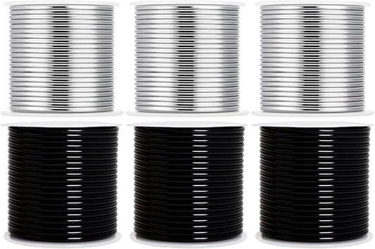 Mandala Crafts 10 Gauge Anodized Aluminum Craft Wire for Jewelry Making - 120 FT Colored Flexible Silver Black Wire - Bendable for Bonsai Armature Crafting Sculpting
