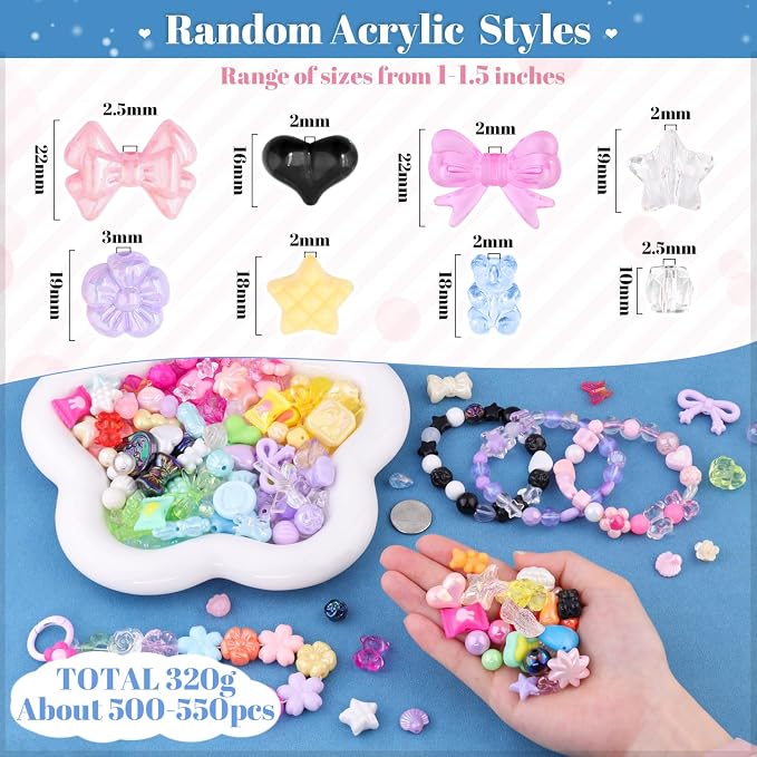 500-550PCS TINKRSTUFF Assorted 8 Mixed Colors Acrylic Beads - Image 2