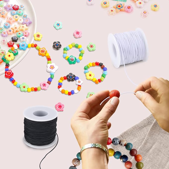 Stretchy String for Bracelets, 3 Rolls 0.8 mm 495 Feet Sturdy Elastic String - Image 3