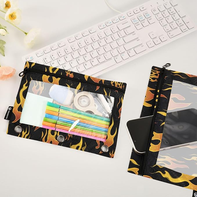 Custom Yellow Orange Fire Flames Pencil Pouch - Image 5