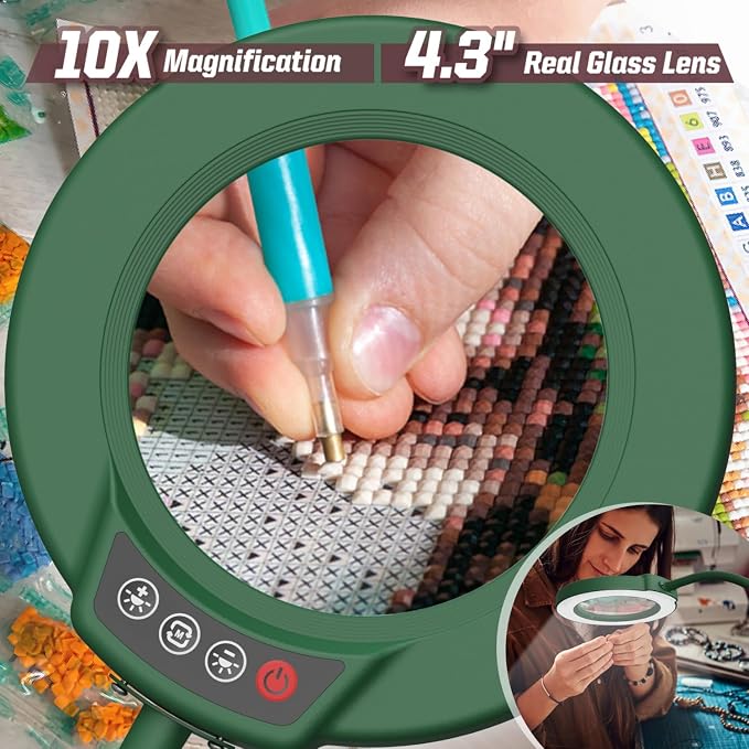 10X Magnifying Glass with Light and Stand, 5 Color Modes Stepless Dimmable LED - Image 2