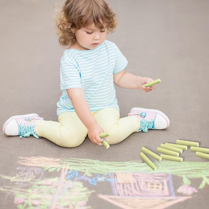 25 Pcs Sidewalk Chalks for Kids Non Toxic Jumbo Chalk for Party Gift Outdoor Art Classroom Play Painting (Yellow)