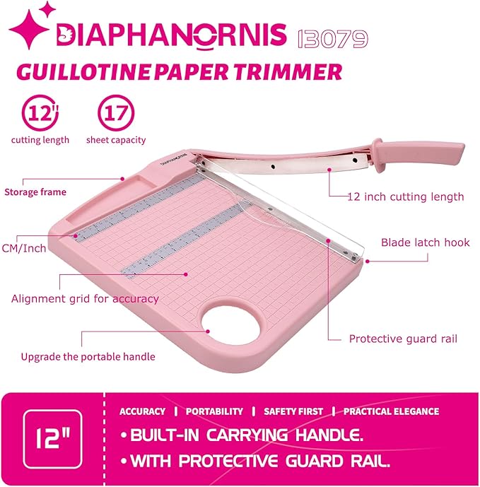 12" Guillotine Paper Cutter,Paper Trimmer Accurate Cutting with with Safety Protection and Blade Lock,12 Sheets Capacity, Perfect for Cardstock, Cardboard, Photos, Vinyl, Crafts,Scrapbooking