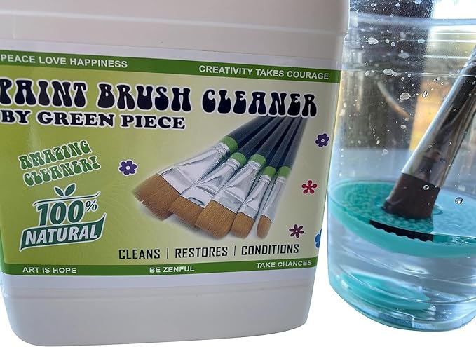 Green Piece® Completely Nontoxic Paint Brush Cleaner for Paint Cleanup for Brushes (Combo Pack- Paint Brush Cleaner with mat)