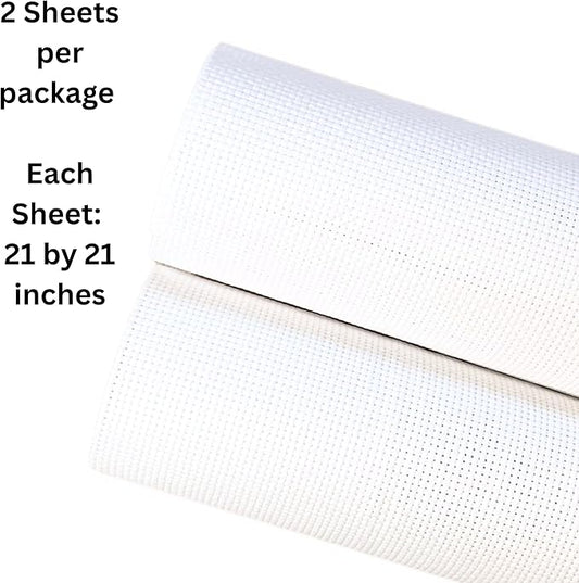 2 Sheets of White 11 Count Aida Cloth – 21 x 21 Inch Pre-Cut Fabric Squares – Cross Stitch Fabric – 100% Cotton – Ideal for Needlework & Embroidery – The Knotty Unicorn
