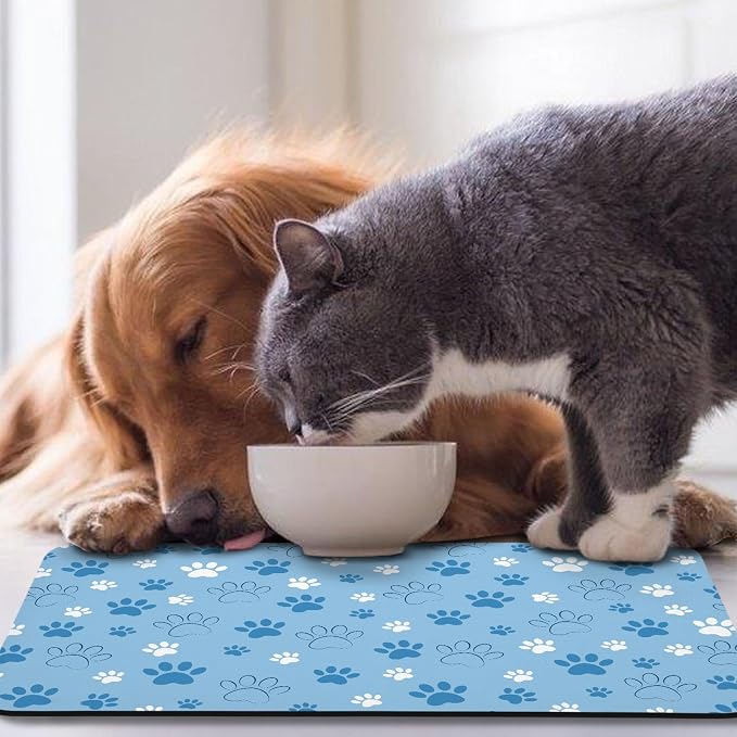Dog Food Mat, Absorbent Water Bowl Mats Cat Pet Feeding Placemats Blue 24 * 32 - Image 7