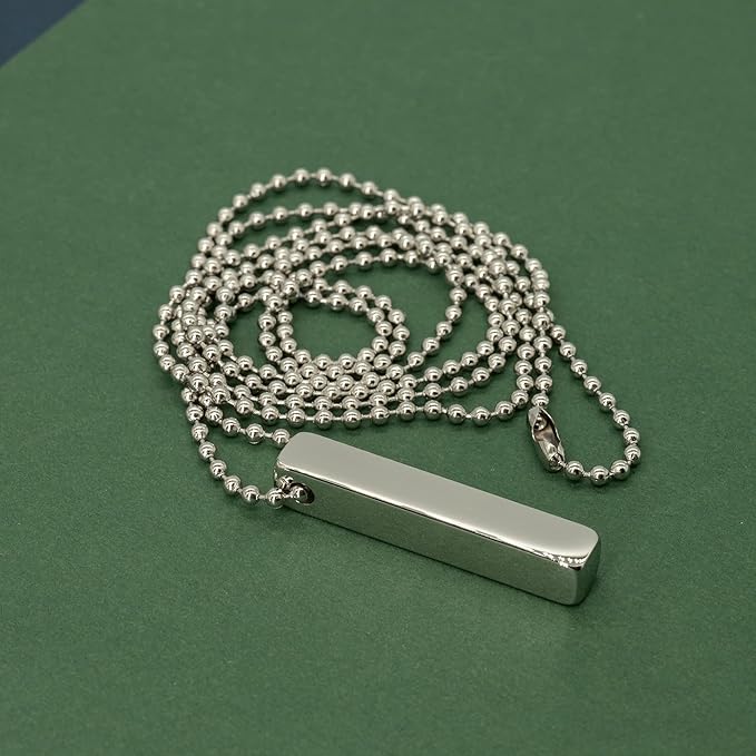 StayMax Rectangle Bar Engraving Blanks Stainless Steel Engraving Blank with Ball Chain 5 Pack