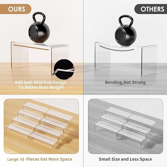 Anglelife 10 Pcs 2 Set 5 Size Large Acrylic Risers, Rectangular Clear Risers - Image 3