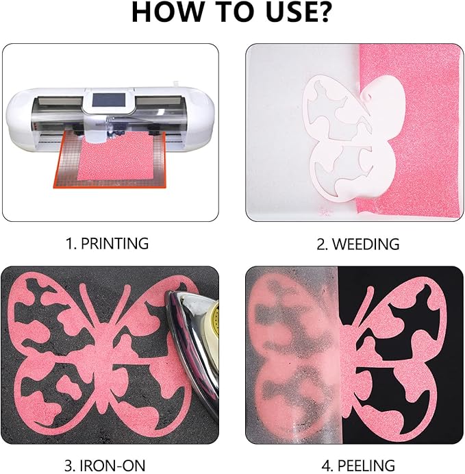 guangyintong Glow Glitter Pink Heat Transfer Vinyl HTV Rolls, 12" x 8ft Iron on Vinyl for T-Shirts, Glitter HTV Vinyl for All Cutter Machines Easy to Cut & Weed for DIY Design