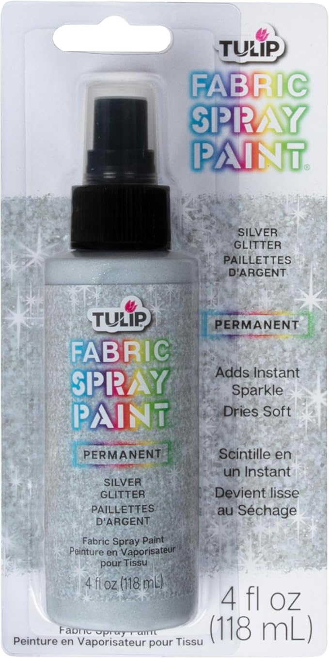 Tulip Fabric Paint, Permanent Spray on Paint, 4 fl oz Sparkling Star Silver by Tulip