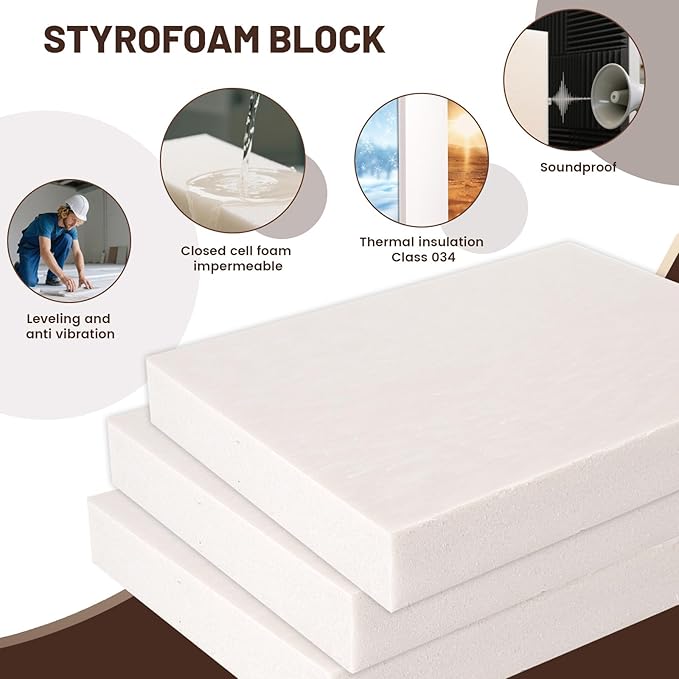 Gvereld High Density XPS Foam Board,4 Pack 11.7x11.7x0.79in Polystyrene Craft Foam Sheets, Rigid and Easy to Shape,DIY Modeling Art Projects, Party Decoration, Foam Cosplay, Heat Insulation
