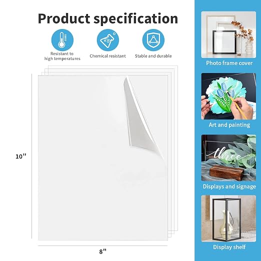 Art3d 10-Pack of 8×10" PET/Plexiglass Sheets, Transparent Clear Flexible - Image 6