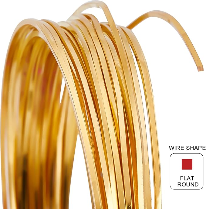 BENECREAT 20 Gauge 16 Feet Square Copper Wire, Golden Brass Wire for Jewelry Beading Craft Work