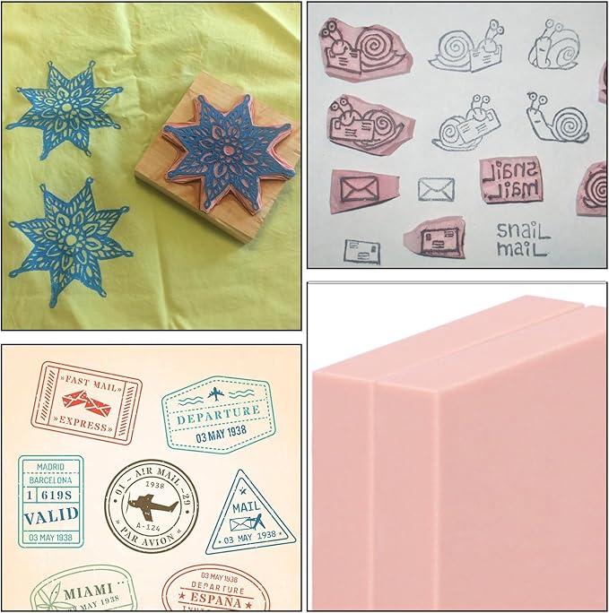 10 Pcs 8"x 6" Rubber Carving Blocks, Linoleum Blocks, Stamp Carving Blocks for Printmaking, Linocut Artists, Crafts and More,(Pink)